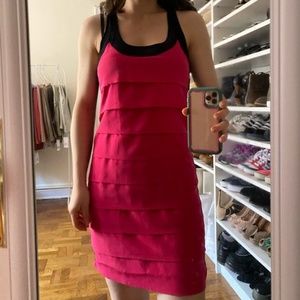 Zara pink fuchsia black dress layers